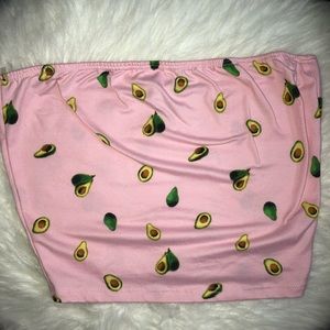 Pink tube top with avocados